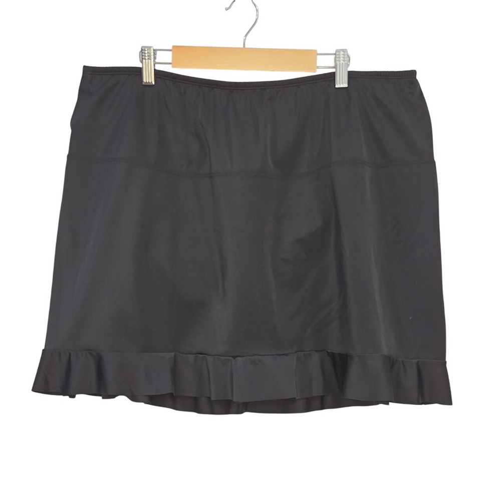 SWIM365 Womens NEW Black Swim Skirt 20 Ruffle Hem Built-in Brief Plus Swimwear